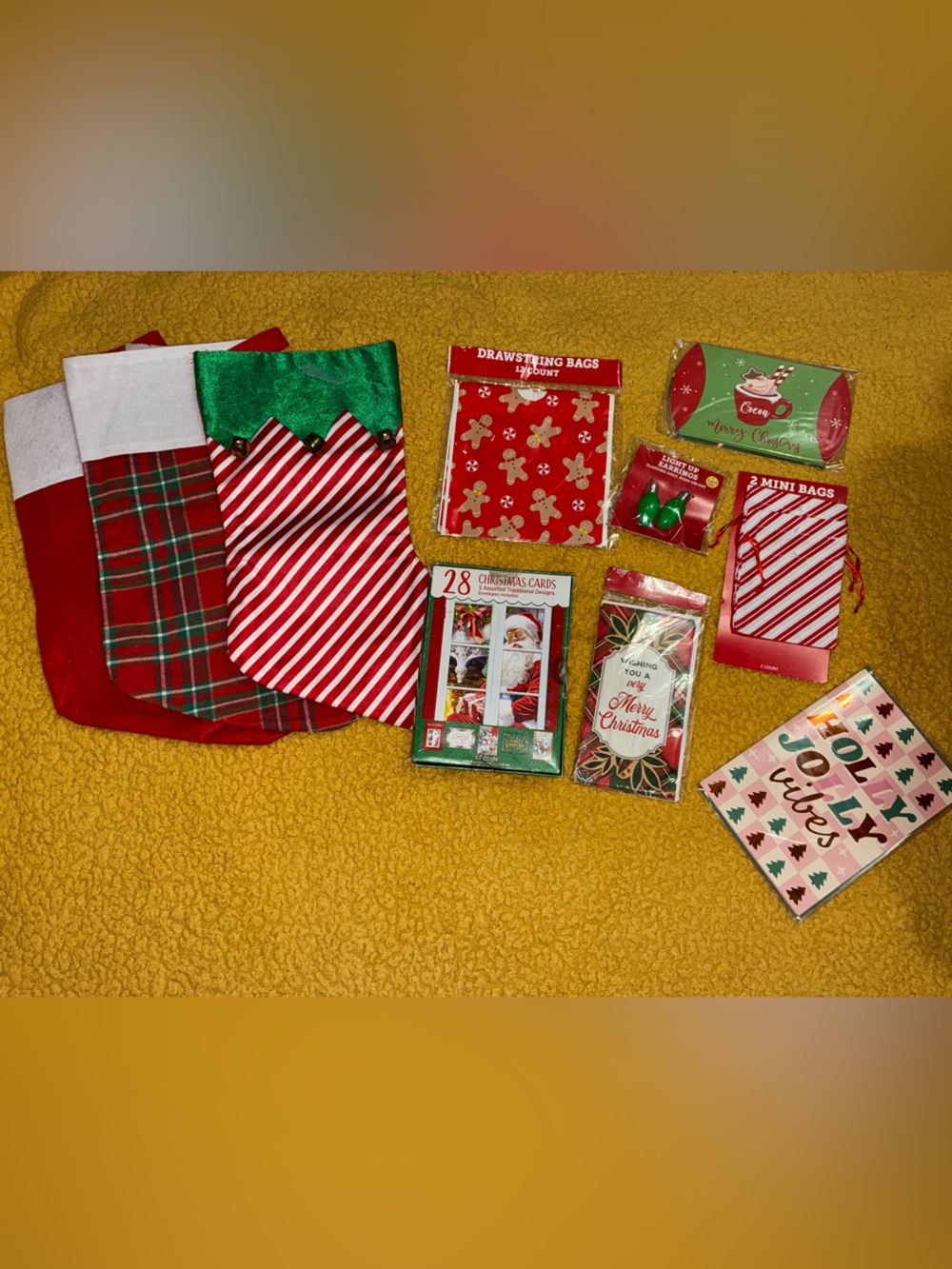 Christmas Stockings and Holiday Gift Bags, Christmas cards bundle Set